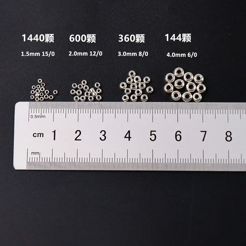 Size 1.5mm 2mm 3mm 4mm Electroplating Silver Bronze Metal Color Millet Beads Diy Handmade String Necklace Scattered Beads