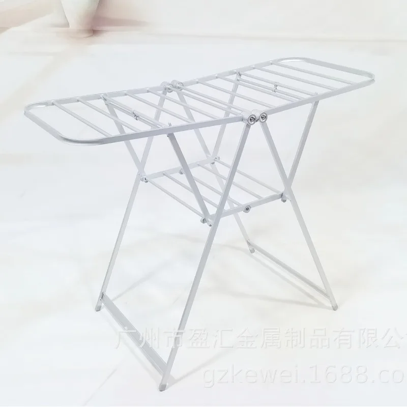 Foldable Wing-shaped Clothes Drying Rack, Freestanding Double Tier Garment Holder for Home Use