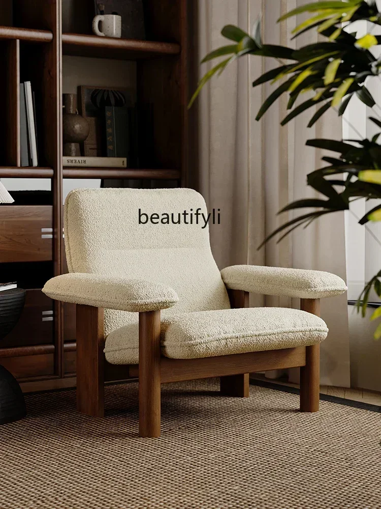 LXLX style médiéval chez l'habitant chaise de loisirs salon balcon nordique rétro en bois massif simple canapé chaiseSSS