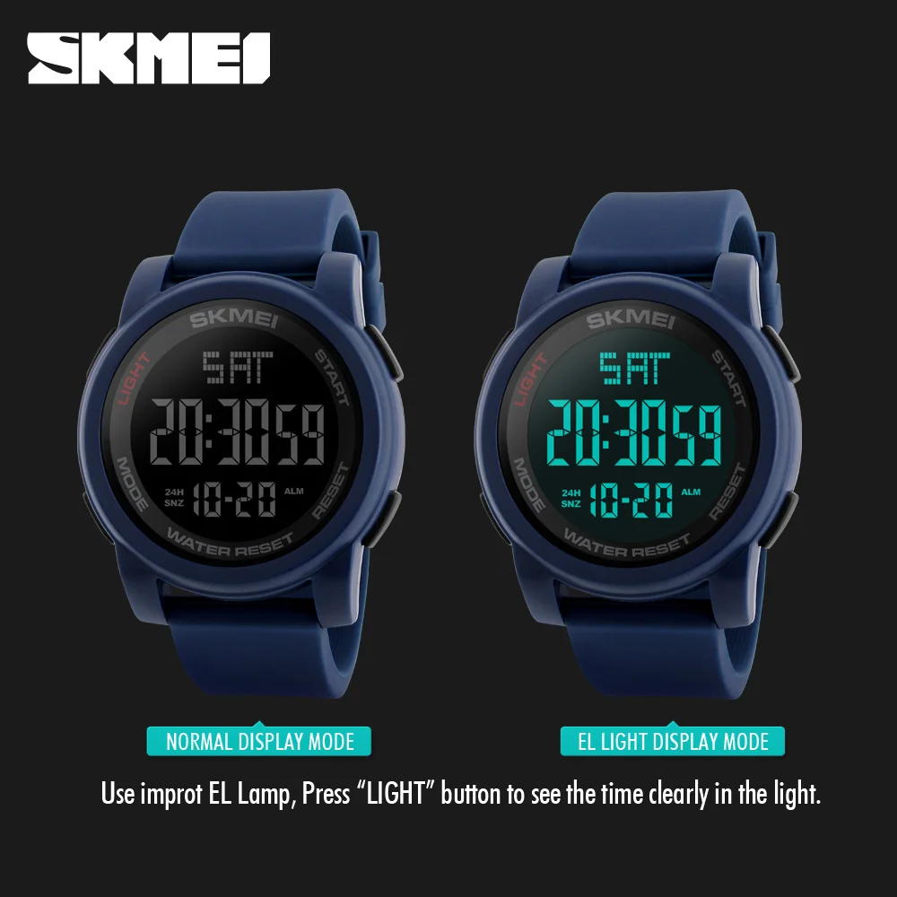 SKMEI Multifunction Back Light Display Countdown Sport Watches Men Alarm Clock 5Bar Waterproof Digital Wristwatch