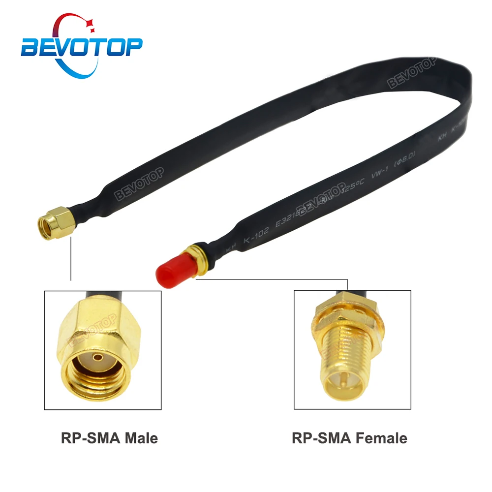 Flat Cable RP-SMA Male to RP-SMA Female Door / Window Feed Through RF Coaxial Cable Extension Adapter for WiFi  Antenna Router