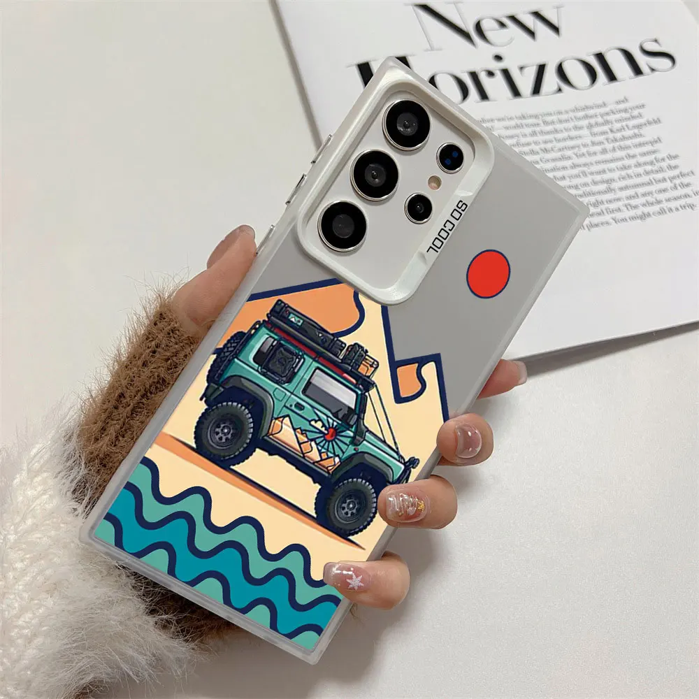 Silver IMD Shockproof Phone Case For Samsung Galaxy A71 A72 A73 A56 A55 A54 A53 A52 A52s A51 A50 4G 5G Cartoon Car Pattern Cover view 6