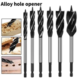 Broca de carpintería estriada, vástago Hexagonal, 4 brocas, perforadora de corte rápido, herramienta de carpintero, abridor de agujeros de madera