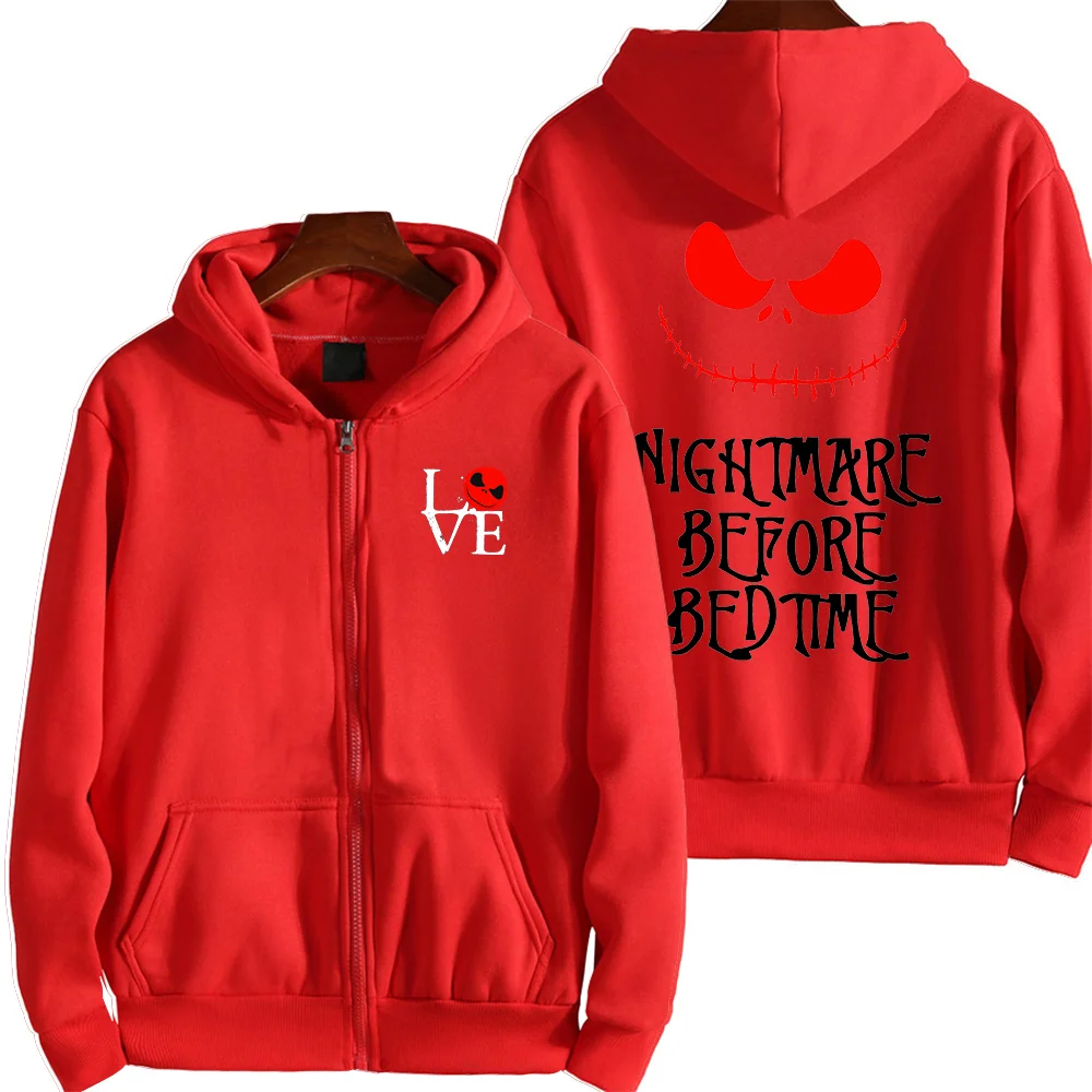 Disney Jack Skellington The Nightmare Before Christmas Couple Printed Hoodie Cartoon Skull Leisure Sports Street Student Hoodie