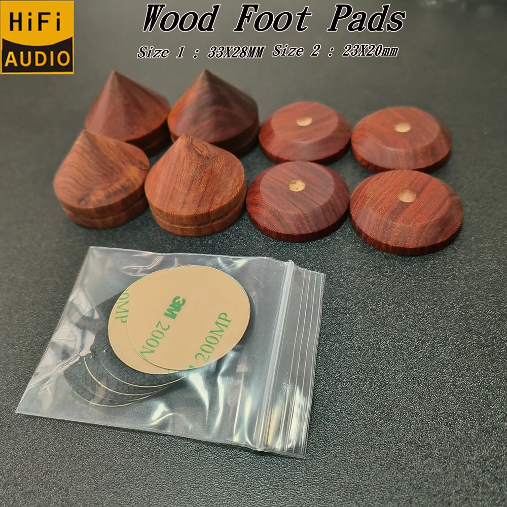 High-End 4er-Set HiFi Audio Lautsprecherständer Holz-Fußpolster Anti-Schock-Absorber Spike Isolationsfüße für Verstärker Vorverstärker DAC PC-Gehäuse – Detail 1