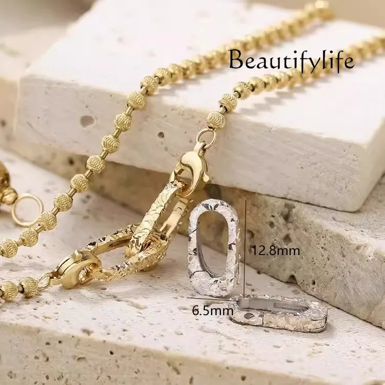 

18K gold-plated flash ice ice pressing universal button head handmade DIY accessories necklace connecting buckle
