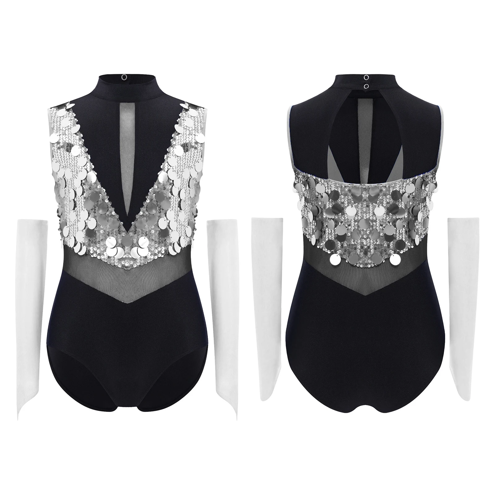 Leotardo elegante de competición de baile de Jazz y Ballet lírico para niñas con guantes para gimnasia y puesta en escena Ropa de baile de Ballet