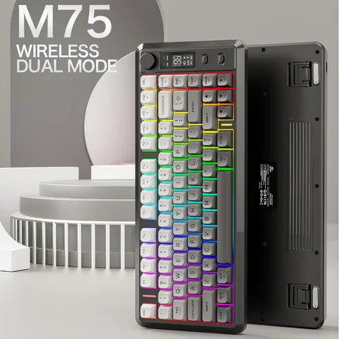 M75 Display Screen Wireless Keyboard, Bluetooth Dual-mode, PBT Gradient Ball Cap, Gaming Keyboard