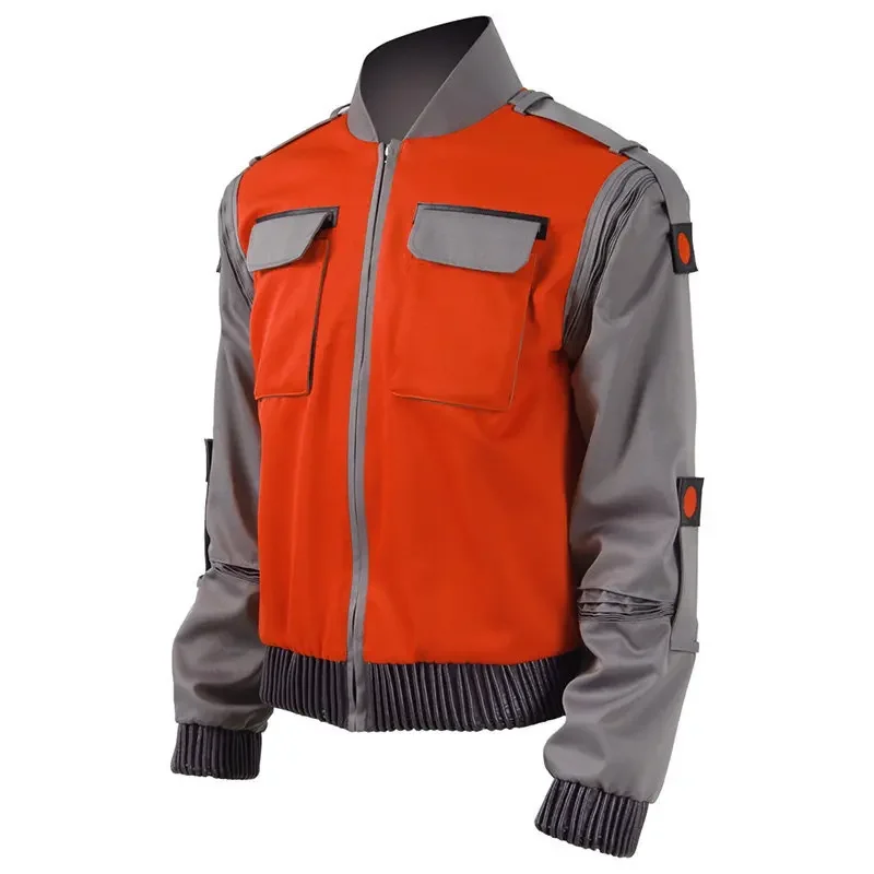 CosDaddy Movie Back To Future Cosplay Marty McFly Orange Red Jacket Adult Men Halloween Carnival Costume