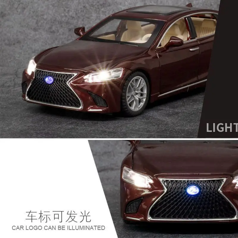 1:32 LEXUS LS500H Alloy Car Model Six Open Doors Light Sound Pull Back With Base Diecast Vehicle Display Collection Gift view 6