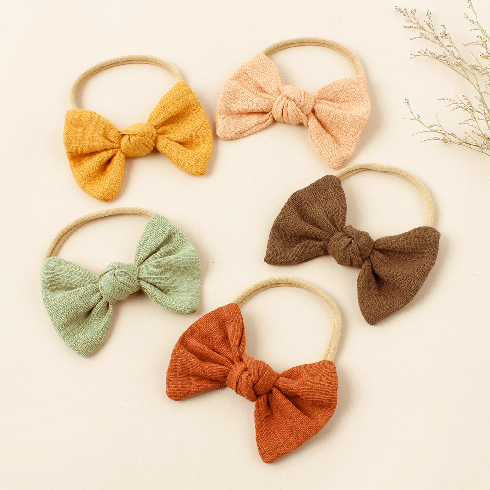 5pcs New Candy Shape Bow Headband Infant Baby Soft Elastic Nylon Hairband Girls Adorable Hair Accessories For Party