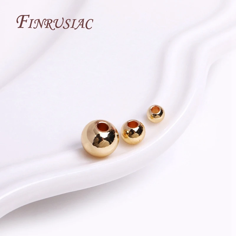 2/2,5/3/4/5/6MM Runde Nahtlose Perlen 14K Gold Überzogene Metall glatte Spacer Perlen Für Armband Hohe Qualität DIY Schmuck Zubehör – Detail 15