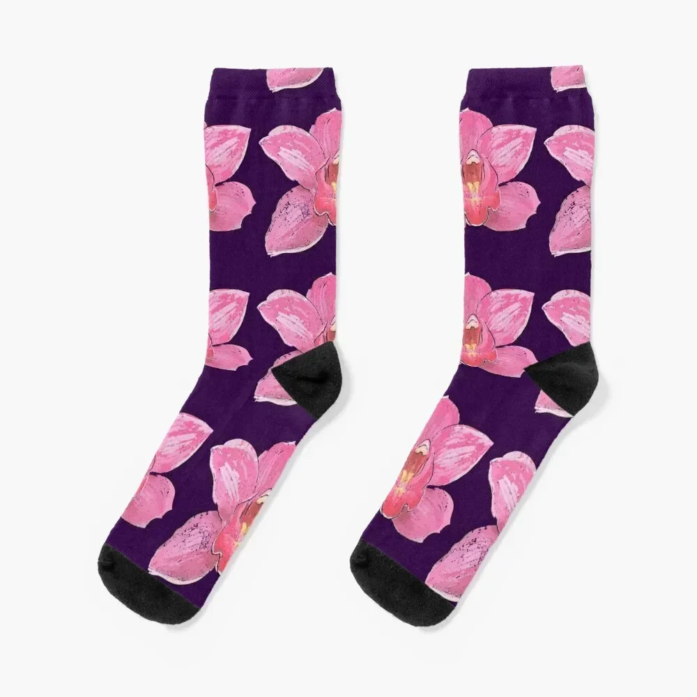 A pink orchid Socks Rugby new year Mens Socks Women's