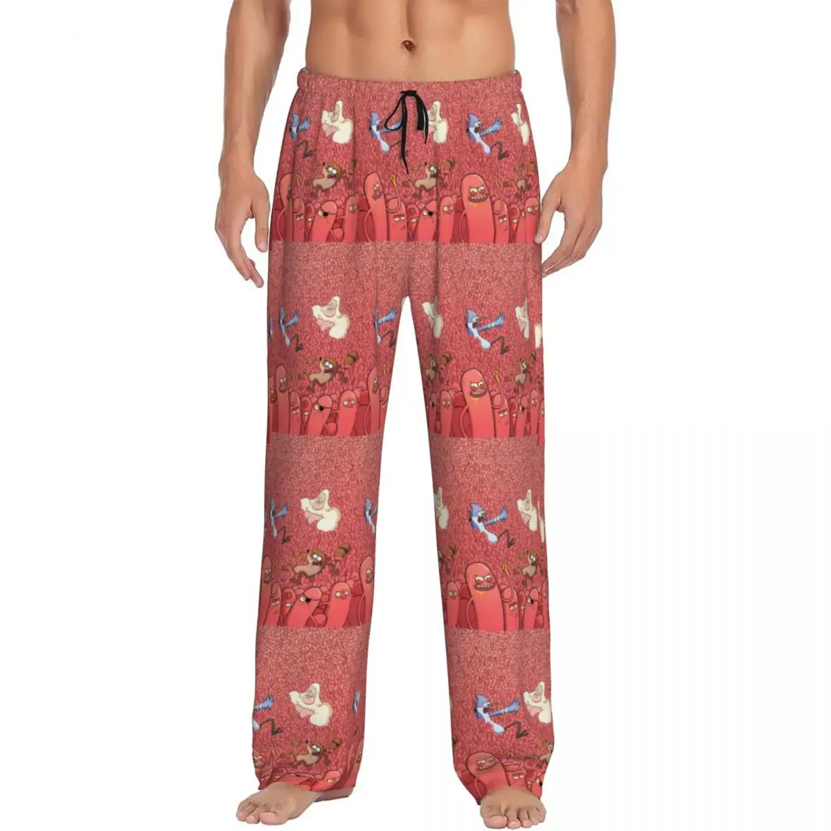 Custom Men R-Regular Show Pajama Pants Print Cute Anime Sleep Sleepwear Bottoms with Pockets