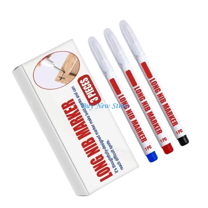 

20CE 3x/Set Waterproof Deep Hole Marker Oil-Based Long Nib Marker Deep Reach Marker