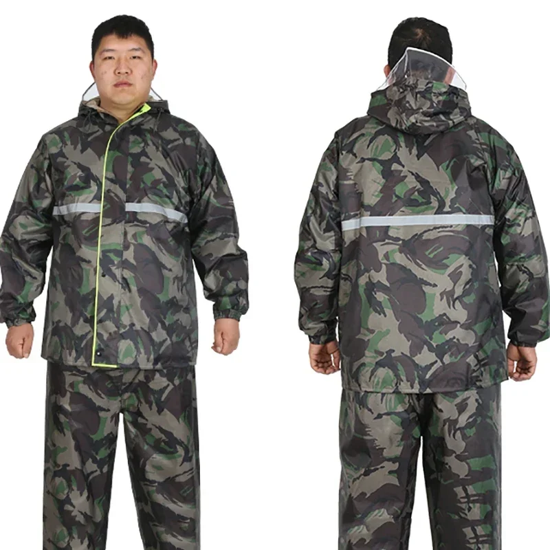 

Large Plus-sized Raincoat Men Women's Plus Size Fat People Camouflage Rain Coat Motorcycle Riding Rain Pants Impermeable Gift