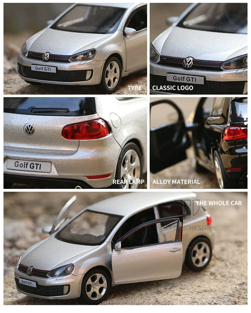 1:36 VW Golf 6 GTI Druckguss-Legierungsautomodell, Spielzeugfahrzeug, Metallsimulation, Spielzeugautomodell, 2 Türen geöffnet, Kinderspielzeug, Geschenk – Detail 3
