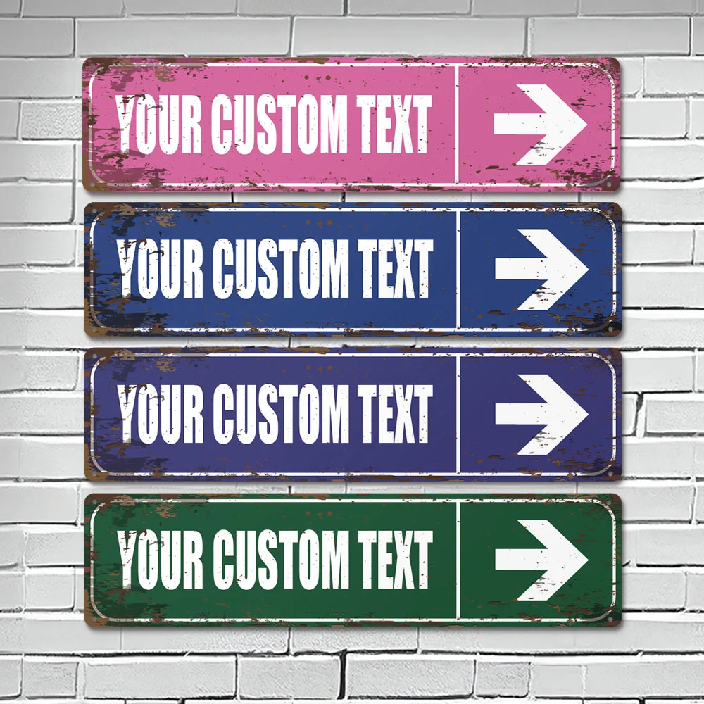 1pc Personalized Custom Arrow Metal Street Sign with Your Text for Home Man Cave Business Decor Durable Hanging Metal Sign