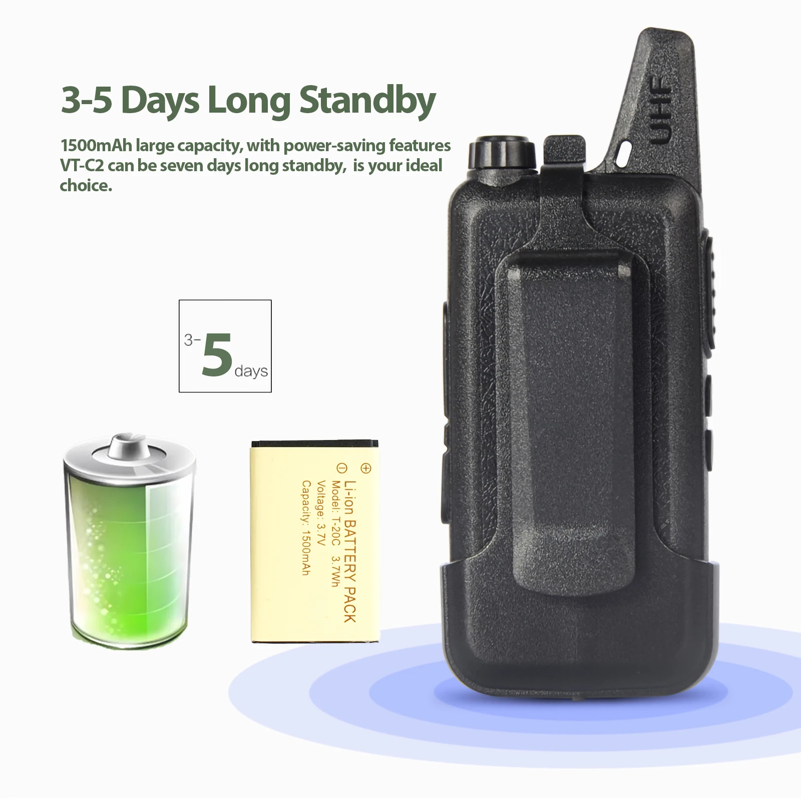 2pcs Baofeng VT-C2 FRS/PMR Hiking Mini Two Way Radio 2 Watt Walkie Talkie for Christmas Gift