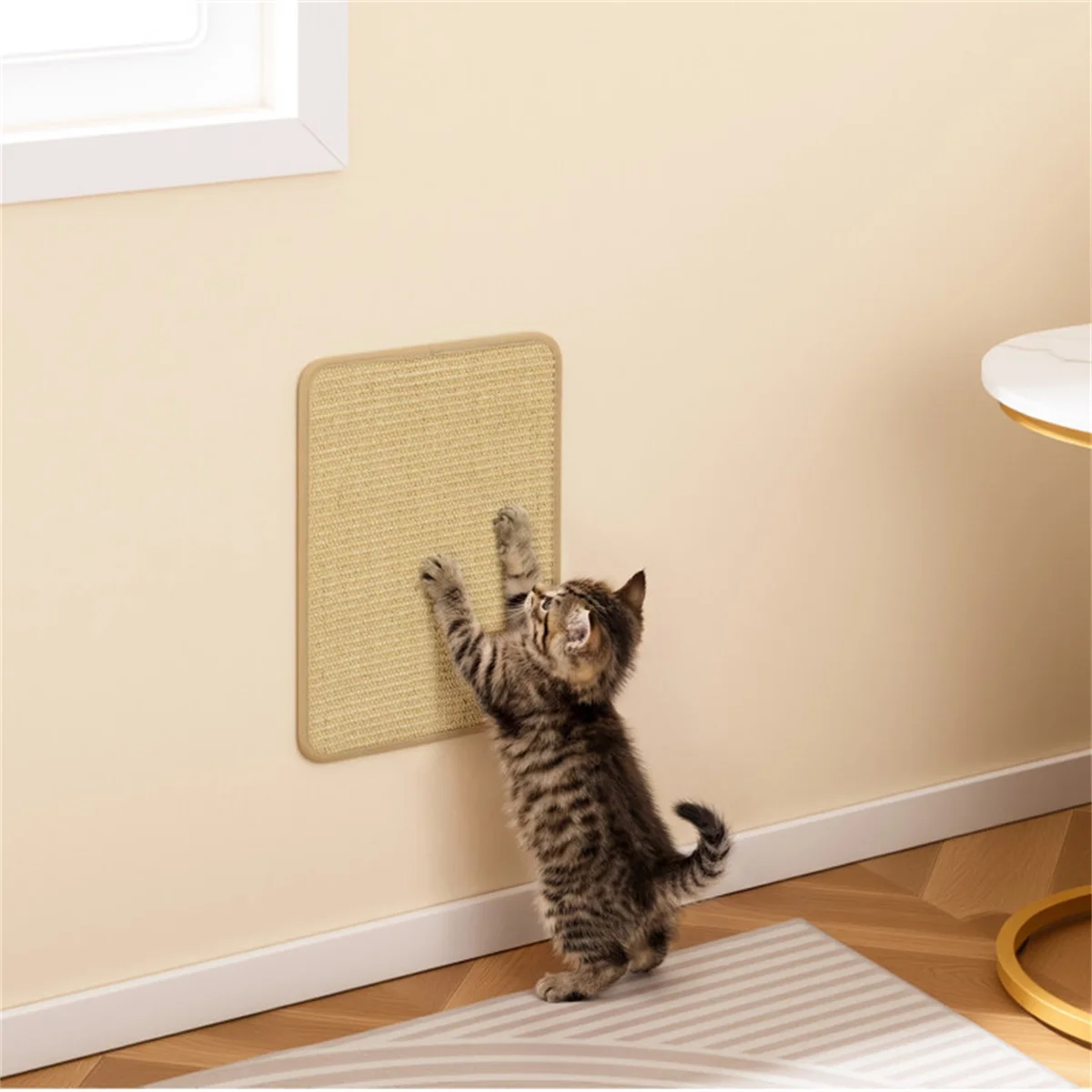 6 Pack Natural Sisal Cat Scratching Mats, Non-Slip Latex Backing Cat Scratch Pad with Hook Loop Tapes, Wall Sofa Floor Mountable Furniture Protector for Indoor Kittens Easy Clean - view 6