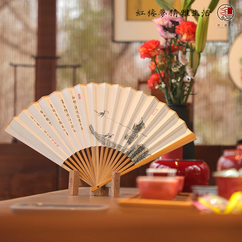 

China Collection Handmade Calligraphy Folding Fan Home Decoration Ornaments Auspicious Gift Portable Hand Fan Wedding Hand Fan