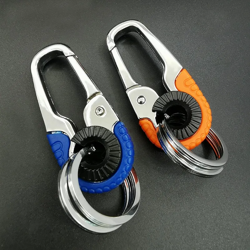 Men\'s Keychain Hook Stainless Steel Buckle Outdoor Carabiner Climbing Tool Double Ring Car Fishing Key Ring Car Hook Accessories