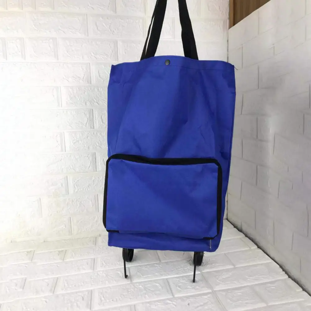 Foldable Shopping Cart Trolley Bag with Wheels Large Capacity Waterproof Shopping Bag Portable Hand-Pulling Grocery Bag