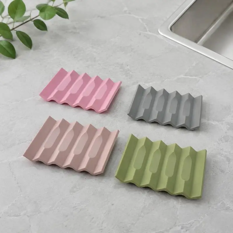 Silicone Draining Soap Dish Classic Kitchen Sink Sponge Holder Aesthetic Non Slip Counter Saver Authentic Waterfall Soapholder