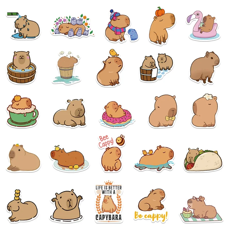 50, niedliche Capybara-Aufkleber mit Cartoon-Motiv, Handyhülle, Notebook, Computer, iPad, Wasserbecher, Dekoration, wasserfest, DIY-Aufkleber