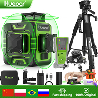 Huepar R03CG 12 Lines Laser Level Self-Leveling Cross Line Green Level Rotatable Window Cover 3D Laser Tool And Receiver Tripod