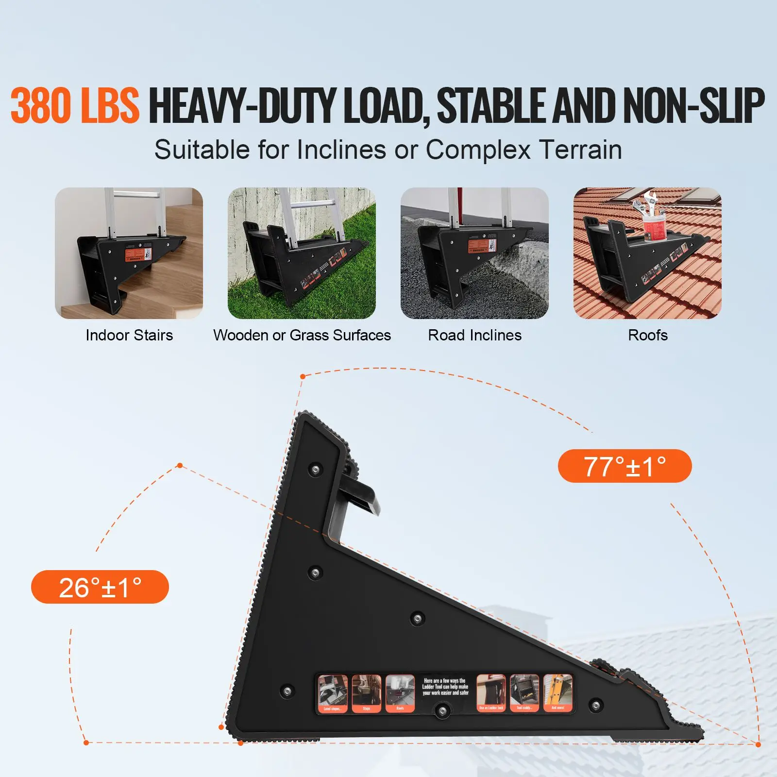 380lbs Load PP Ladder Levler Easy-to-Use Stable Platform Hopper & Stair Stabilizer Versatile Ladder Leveling Tool for Storage