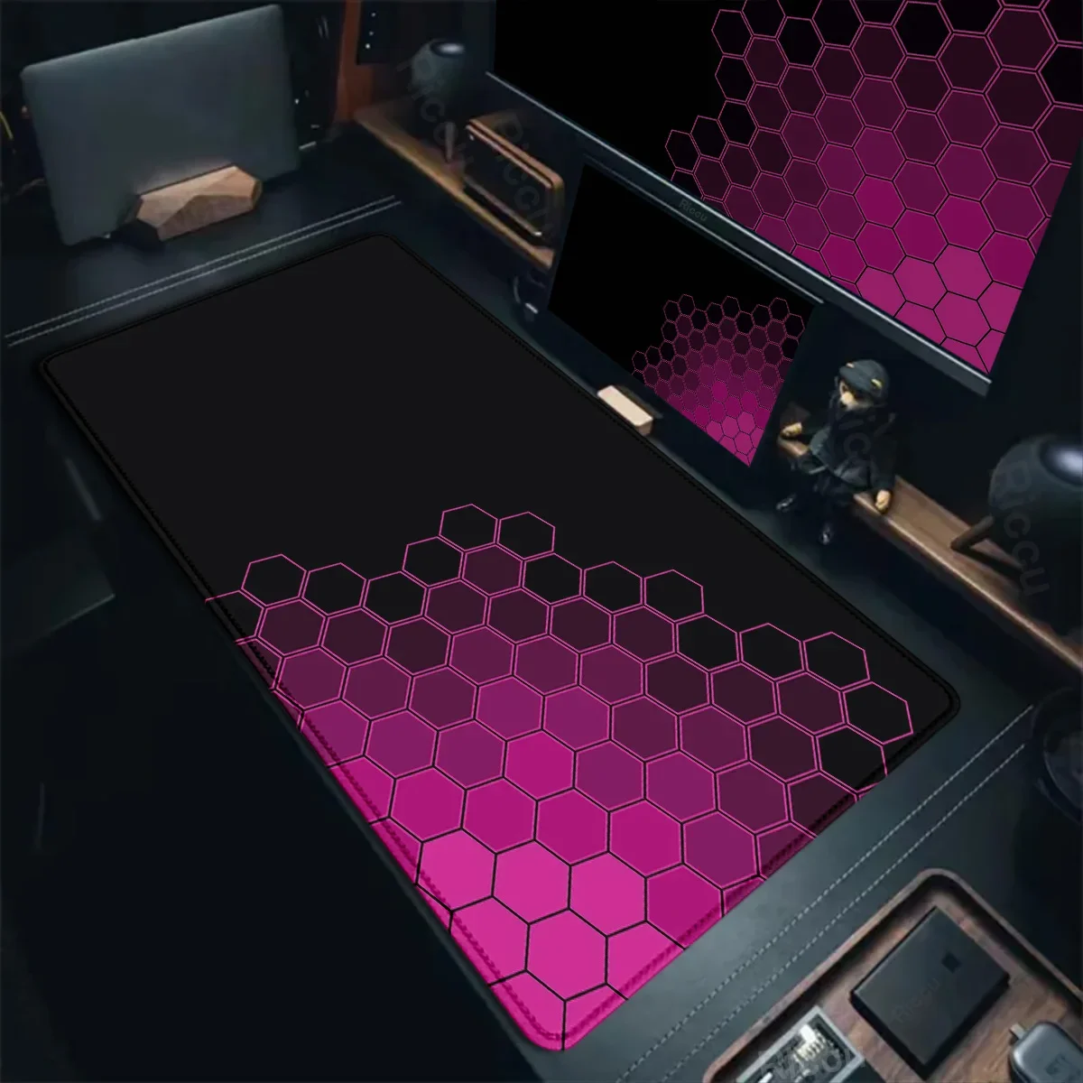 لوحة ماوس الألعاب مسدس تصميم فني هندسي لوحة المفاتيح Deskmat Gamer لوحة ماوس كبيرة للكمبيوتر المكتبي ملحقات وسادة مضادة للانزلاق