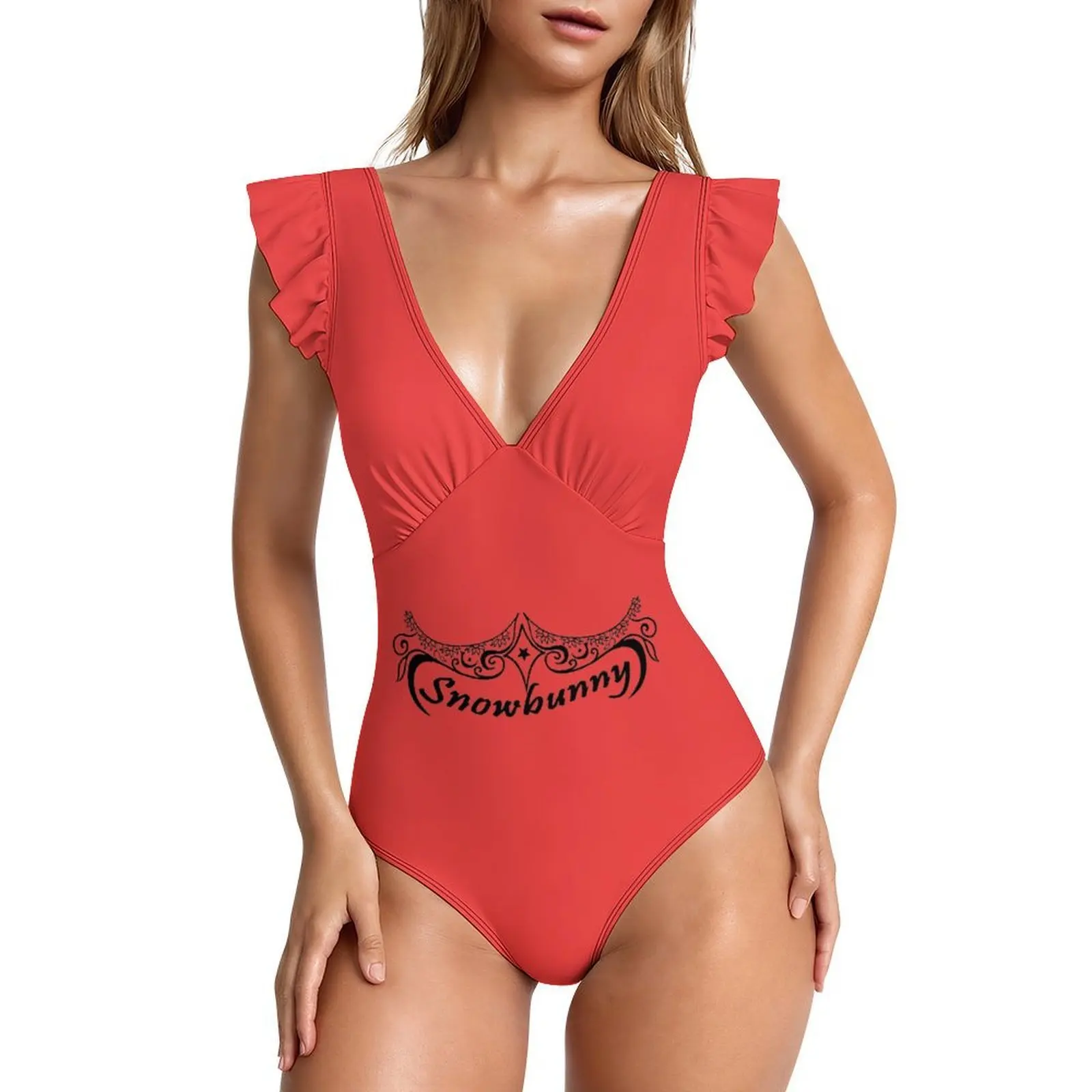 Snow Rabbit women's one-piece swimsuit sexy V-neck swimsuit ruffled belly control Monokini swimsuit s-XXL - view 4