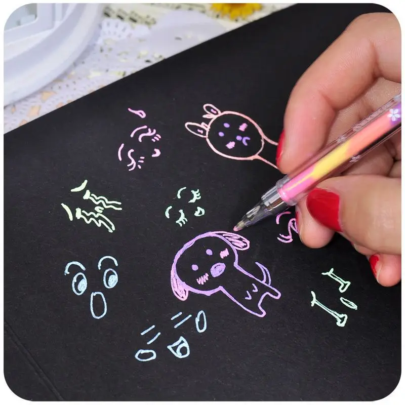 6pc/6 Color Rainbow Highlighter Color Gouache Neutral Pen Primary School Students Graffiti Painting Painting Coloring Marker Pen