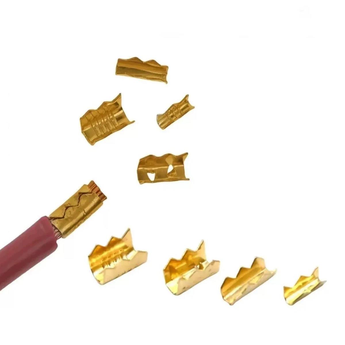 200/500 DJ451 Crimp Terminals Shark Tooth Copper Brass U-Shape 1.5-2.5mm² Crocodile Tooth Wire Buckle for Electrical Connectors