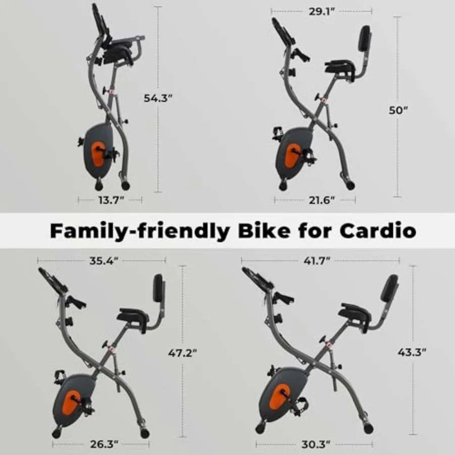 دراجة تمرين راقية للتمرين المنزلي مع تصميم قابل للطي وأشرطة مقاومة للذراع ومستشعر النبض وشاشة LCD مثالية للسيارة الداخلية