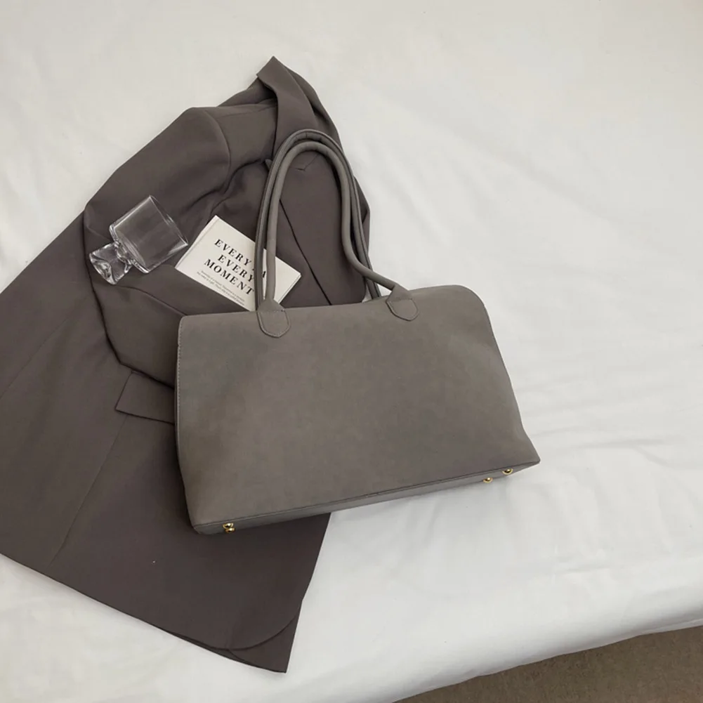 

Shoulder Bag for Women Men with Inner Pocket Retro Handbag Suede Solid Color Tote Bag Trendy Satchel Bag Work Travel Bag