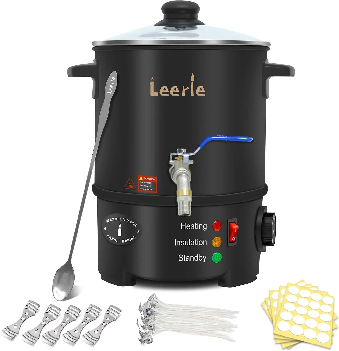 

10Lbs Wax Melter for Candle Making - Electric Melting Pot with Heating Core, Brass Spout & Temp Control for DIY Home Business (L5-US-110V)
