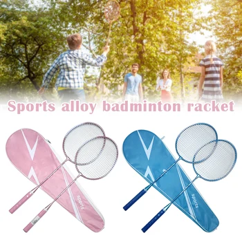 2pcs Badminton Rackets & Bag Set Alloy Frame Anti-Rust Racquet for Women Men Outdoor Sports