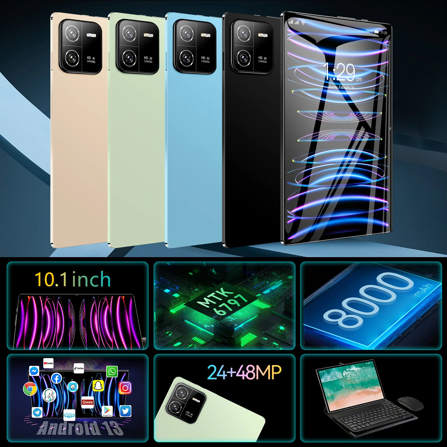 2025 nuevo Pad 6 Pro, 12Gb 512Gb, cámara dual HD de 24Mp 48Mp, 10,1 pulgadas, tarjeta enchufable Netcom completa 5G