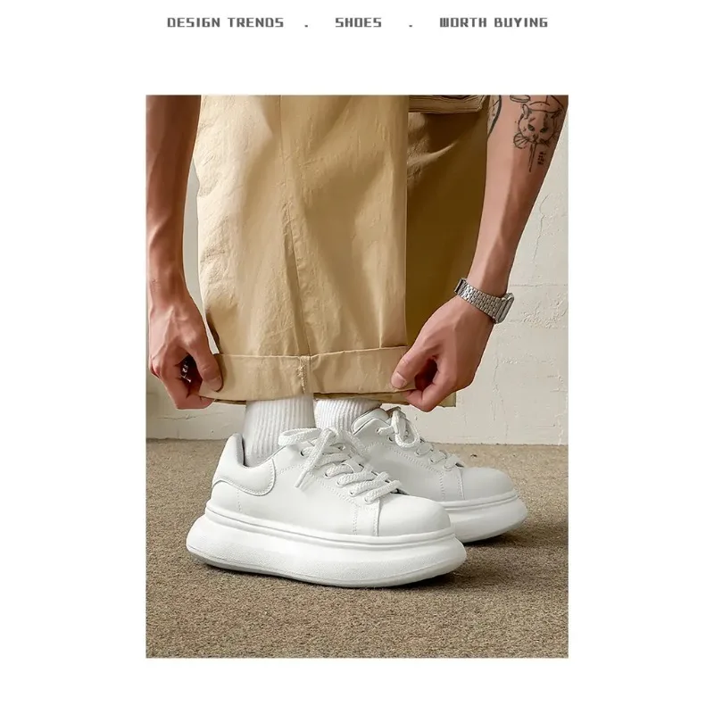 

Sneaker Casual Plus Size 43 44 Mens Womens Designer White Shoes Fashion Microfiber Leather Height Increased Platform Board Shoes