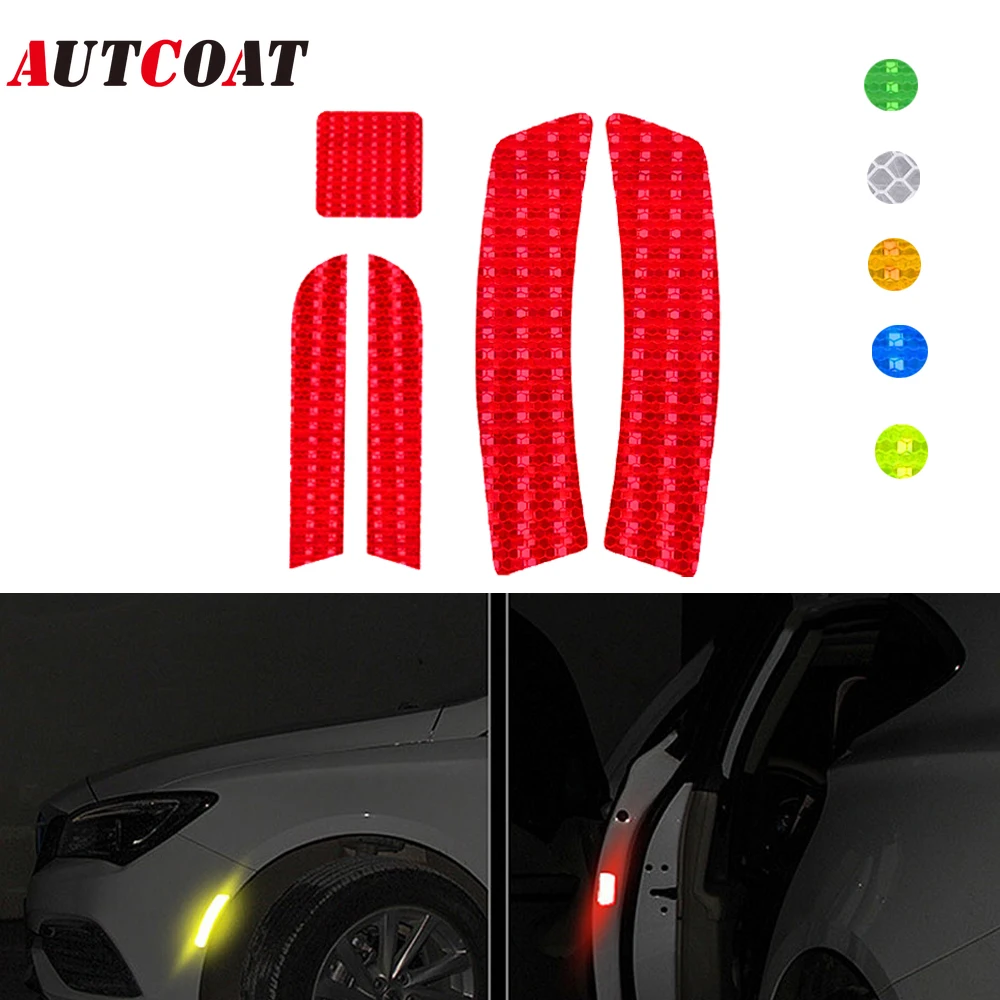 

Светоотражающая наклейка AUTCOAT, 1 комплект, клейкая лента для грузовиков, мотоциклов, велосипедов, предупреждающая наклейка, стикер для автомобиля