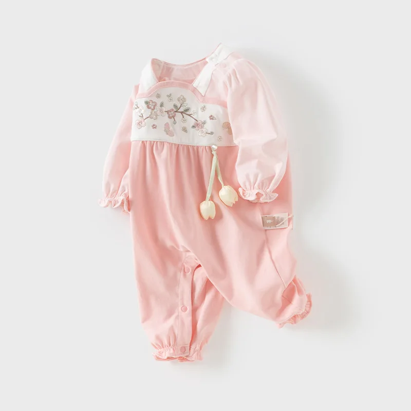 Dave Bella Newborn Baby Jumpsuit Creeper 2025 Spring Girl's Romper Casual Cotton Floral Comfortable Cute Sweet Gentle DB1250681