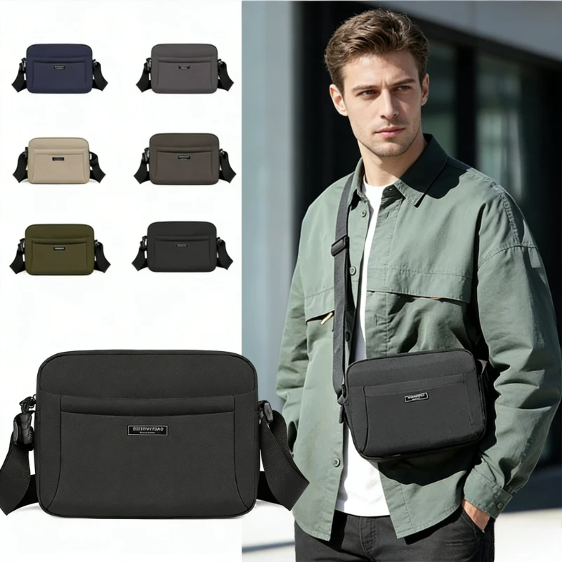 Multi Pocket Organizer Mens Shoulder Bag Durable Oxford Crossbody Messenger Business Commute Office Travel Water Repellent