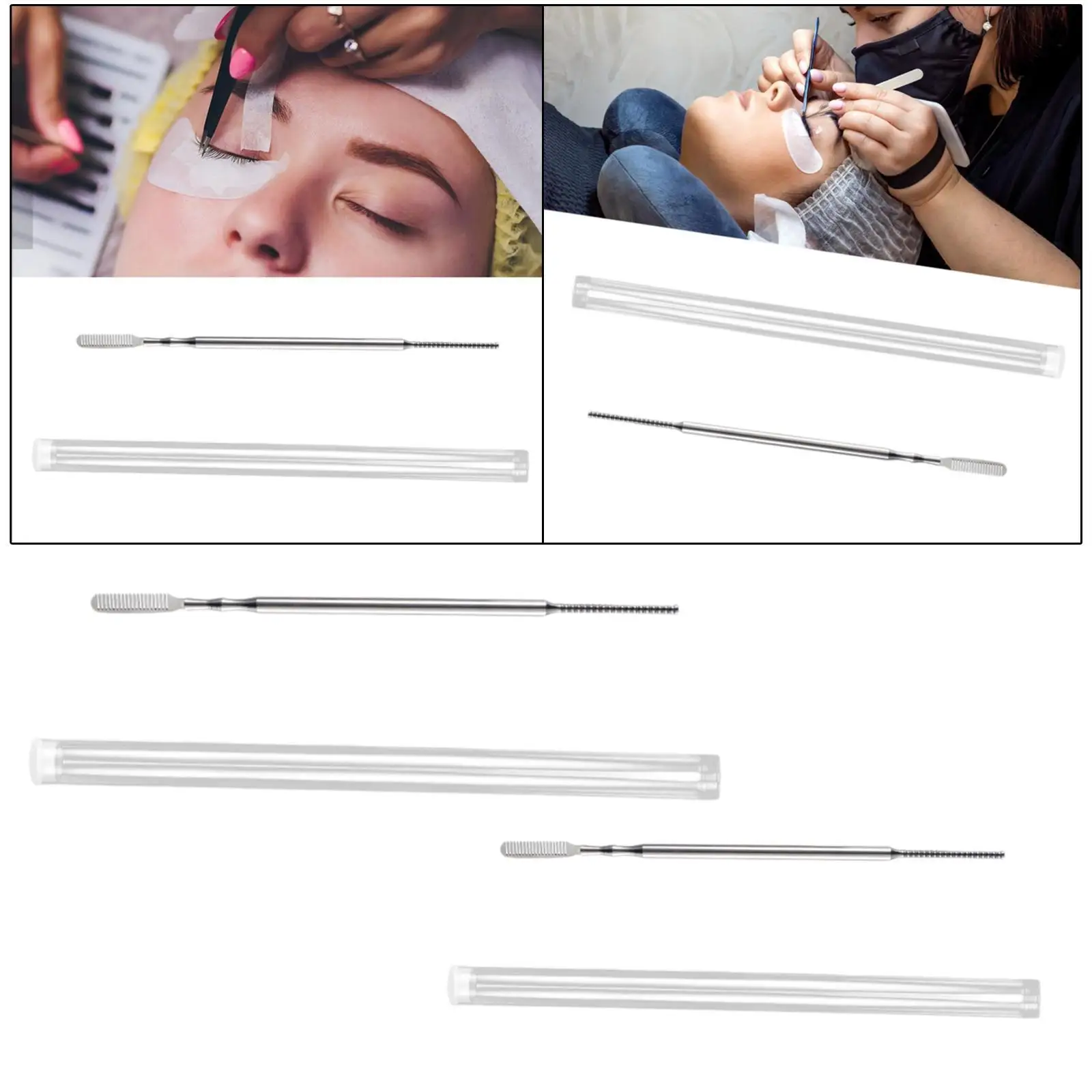 Lash Lifting TOOL,โลหะLift Rod,แปรงคิ้ว,หวีขนตาพร้อมป้องกันกรณี,Lash Tintเครื่องมือสําหรับEyelash Curling,EXTENSION