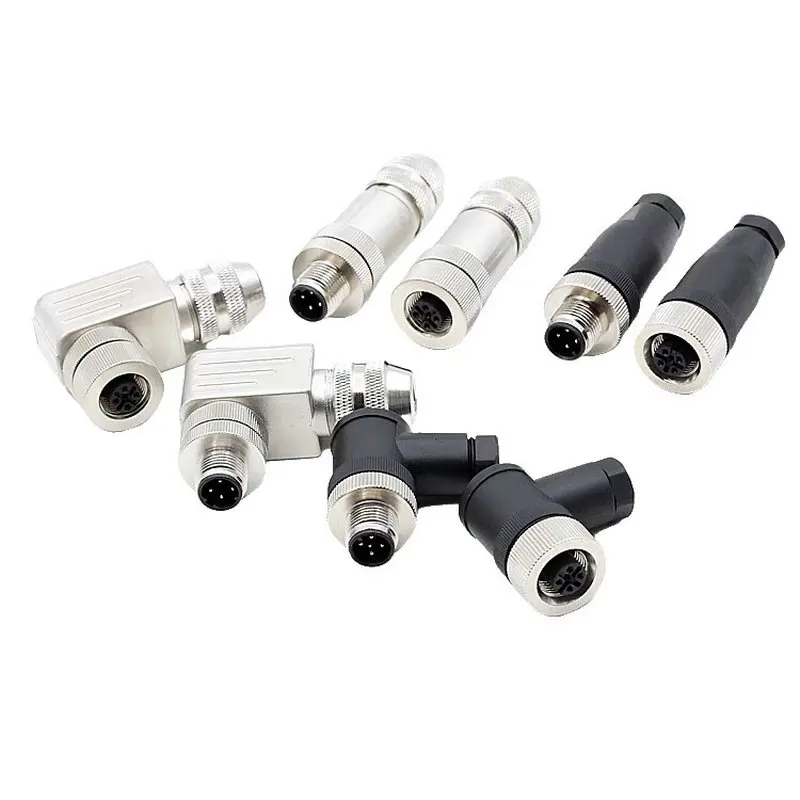 2PCS M12 metal shielded connector straight head Ethernet aviation waterproof plug 4-5-8-core 12 core