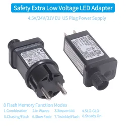 LED 드라이버 8 가지 기능 플래시 모드, AC 120V 220V ~ 4.5V 24V 31V DC 전원 공급 장치, LED 조명용 저전압 방수 변압기