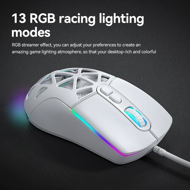 

Warvank G250 Wired Gaming Mouse 12800DPI Dual Back Cover 7-Key RGB Mouse Suitable For Laptops And Desktops