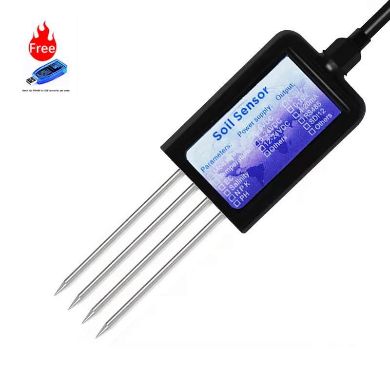 Internet of Things RS485 Agricultural Soil Moisture Meter NPK Sensor Analyzer Smart Device Tester Stainless Steel Probe