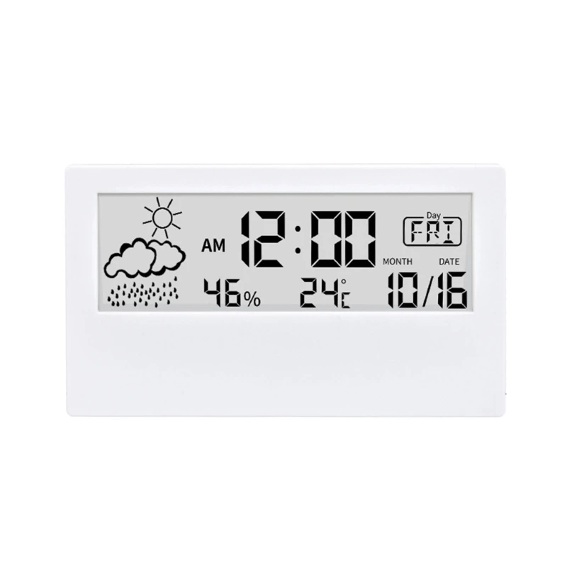 Large Digital Wall Clock Temperature Humidity Week Display Auto Dimmable Table Clock Electronic LED Alarm Clock